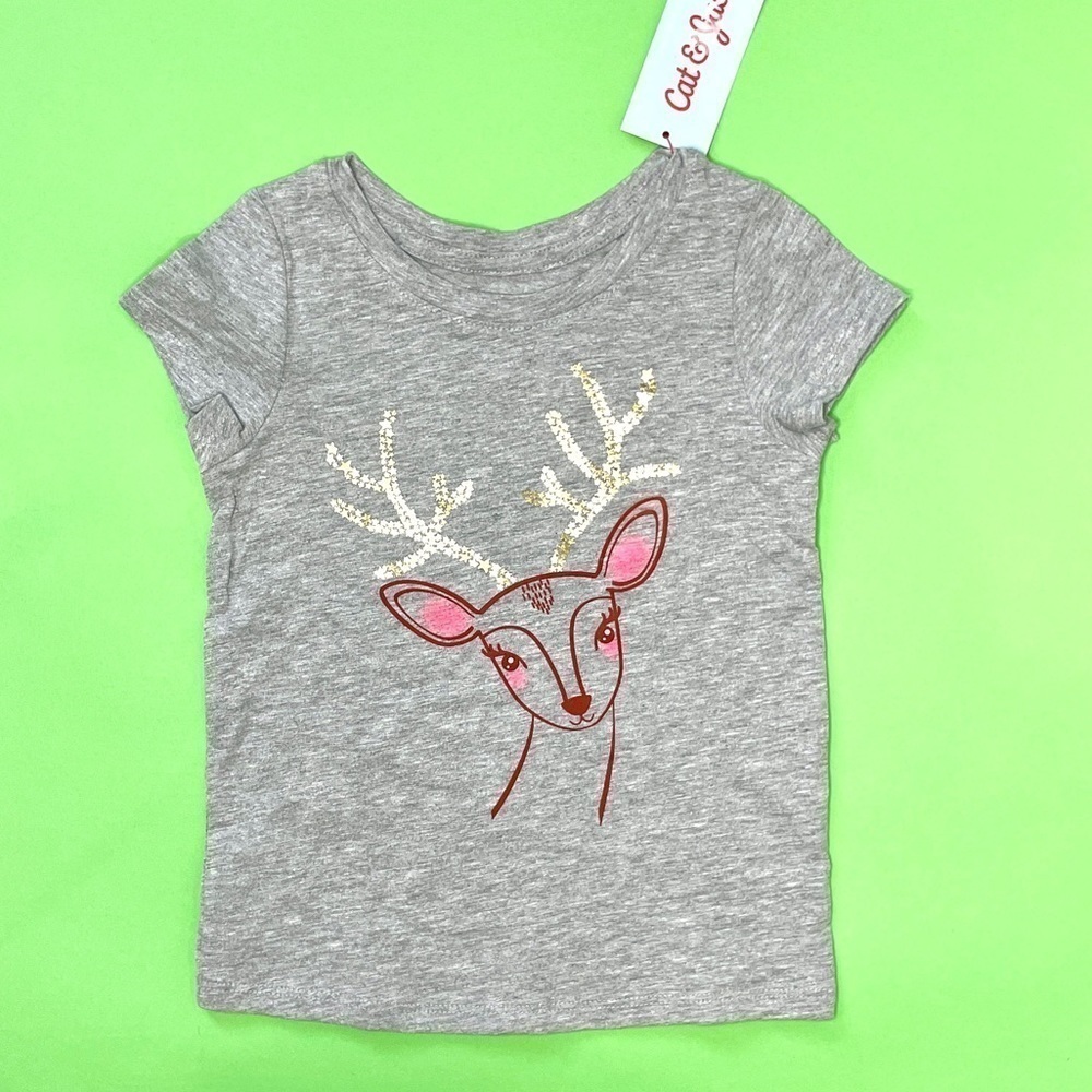 Cat & Jack Deer Print Gray T-Shirt